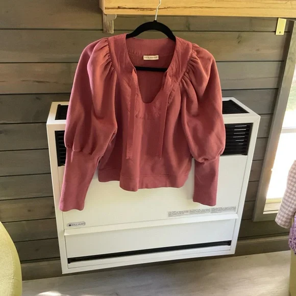 Ulla Johnson Sutton U-neck Puff Sleeve Sweatshirt‎ in Pink Size large - Picture 6 of 6